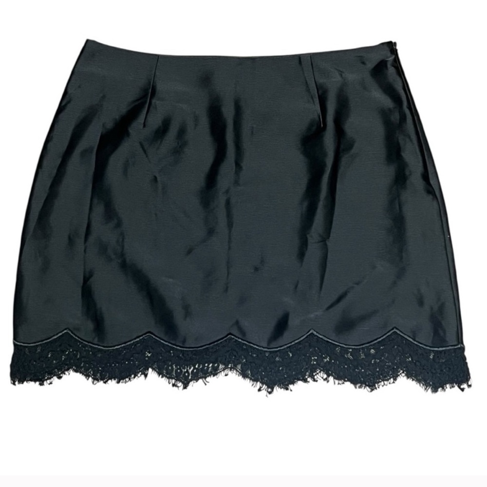 WAYF Black Skirt with Lace Hem